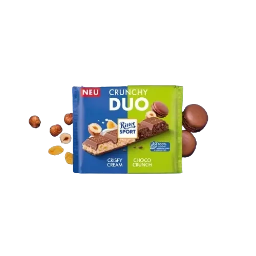 Шоколад Ritter Sport Crunchy Duo Риттер Спорт хрустящие сливки и шоколадный хруст 218 г - Фото 3 Шоколад Ritter Sport Crunchy Duo Риттер Спорт хрустящие сливки и шоколадный хруст 218 г - изображение 3