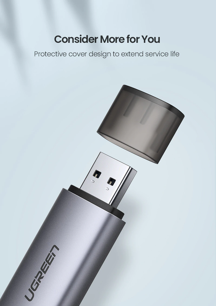 Кардрідер USB 3.0 Ugreen CM185 Type-C OTG / SD / TF / MicroSD Grey (50706) - зображення 4