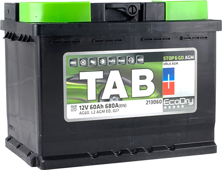 Автомобильный аккумулятор 60 Ah/12V TAB AGM (0) Euro (213 060) – фото ...