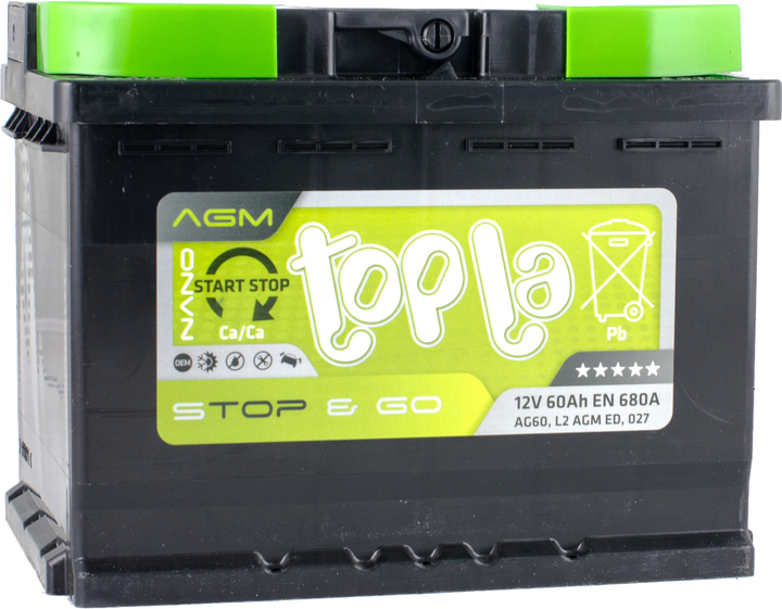 Автомобильный аккумулятор Topla 60 Ah/12V AGM Euro (0) (114 060) – фото ...