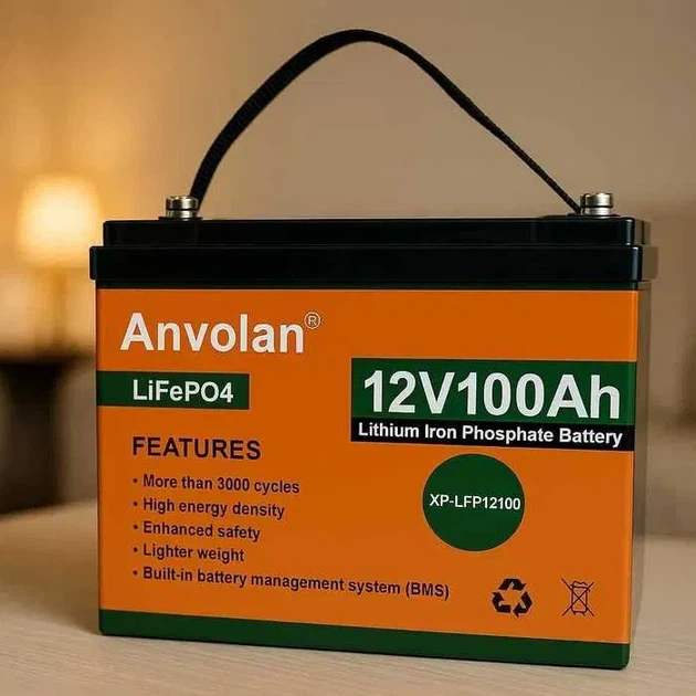 Акумулятор Anvolan LiFePO4 12.8V 100Ah з дісплеєм та BMS - Фото 2 Акумулятор Anvolan LiFePO4 12.8V 100Ah з дісплеєм та BMS - изображение 2