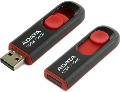 Флеш накопитель USB 16Gb ADATA C008, Black/Red, USB 2.0 (AC008-16G-RKD) - изображение 2