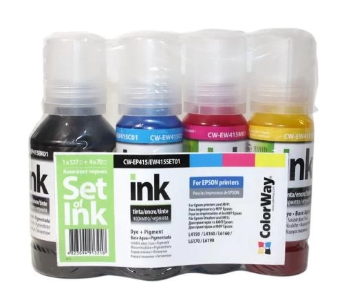 Комплект чорнила ColorWay Epson L4150/L4160/L6160/L6170, 1x127 мл + 3x70 мл (CW-EP415/EW415SET01) - Фото 1 Комплект чорнила ColorWay Epson L4150/L4160/L6160/L6170, 1x127 мл + 3x70 мл (CW-EP415/EW415SET01) - изображение 1