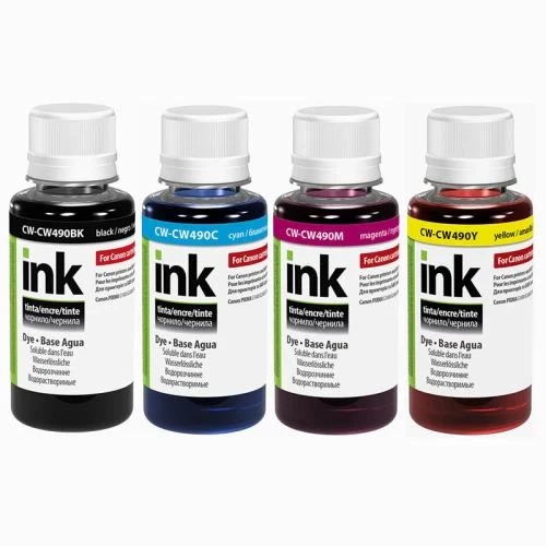 Комплект чорнила ColorWay Canon GI-490 для G1400/G2400/G3400, 4x100 мл (CW-CP490/CW490SET01) - зображення 2