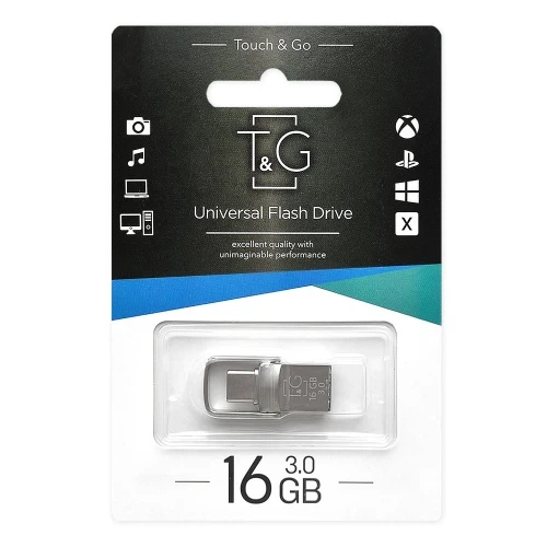 Флеш накопитель USB 16Gb T&G Metal TG104, Silver, Type-C / USB 2.0 (TG104TC-16G) - изображение 7