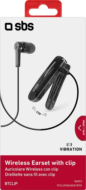 Навушник SBS Wireless Earset with Clip Black (8018417206023) - зображення 4