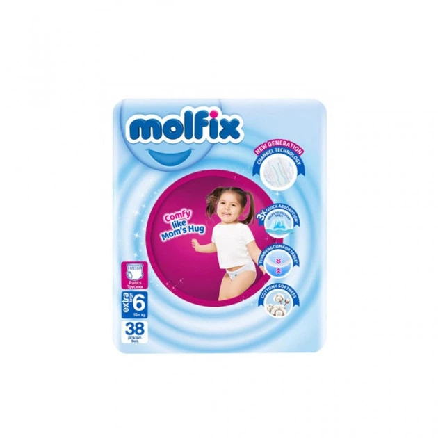 Підгузки Molfix Трусики 6 Extra Large 15+ кг 38 шт (8690536842735) (11909) - Фото 1 Підгузки Molfix Трусики 6 Extra Large 15+ кг 38 шт (8690536842735) (11909) - зображення 1
