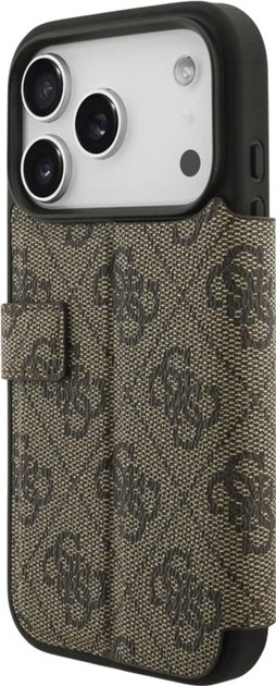 Чохол-книжка Guess Book 4G Metal Logo для Apple iPhone 17 Pro Brown (GUBKP17L4GMGBR) - зображення 4