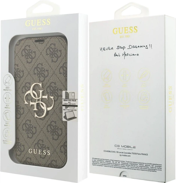 Чохол-книжка Guess Book 4G Metal Logo для Apple iPhone 17 Pro Brown (GUBKP17L4GMGBR) - зображення 7