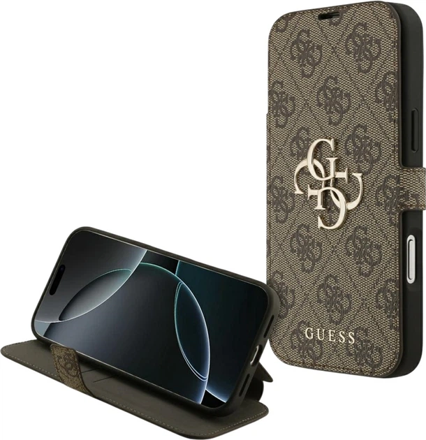 Чохол-книжка Guess Book 4G Metal Logo для Apple iPhone 17 Pro Max Brown (GUBKP17X4GMGBR) - зображення 6