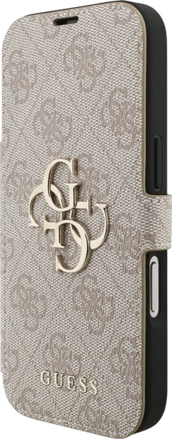 Etui z klapką Guess Book 4G Metal Logo do Apple iPhone 17 Pro Sand (GUBKP17L4GMGPI) - obraz 2