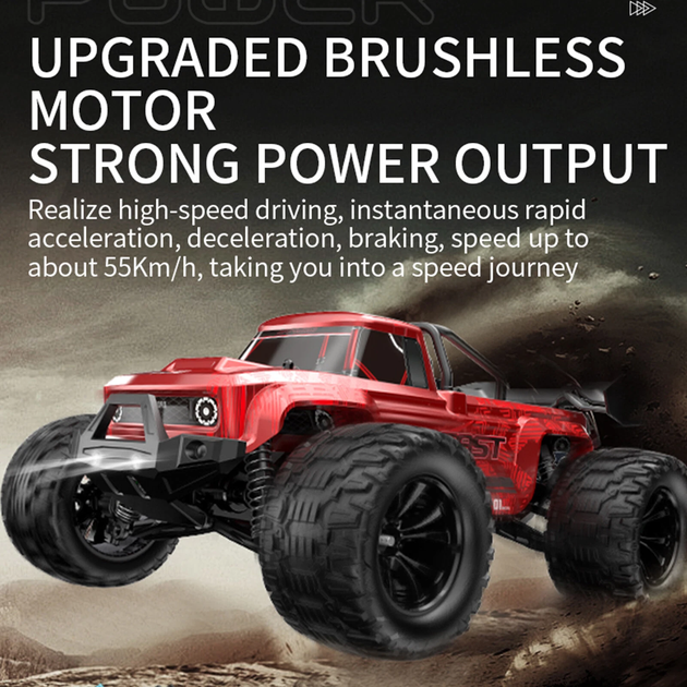 Радіокерована машинка KFPLAN KF18 1:14 4WD Brushless до 45 км/год, RC позашляховик, монстр-трак, джип на пульті керування, акумулятор 1500mAh - зображення 8