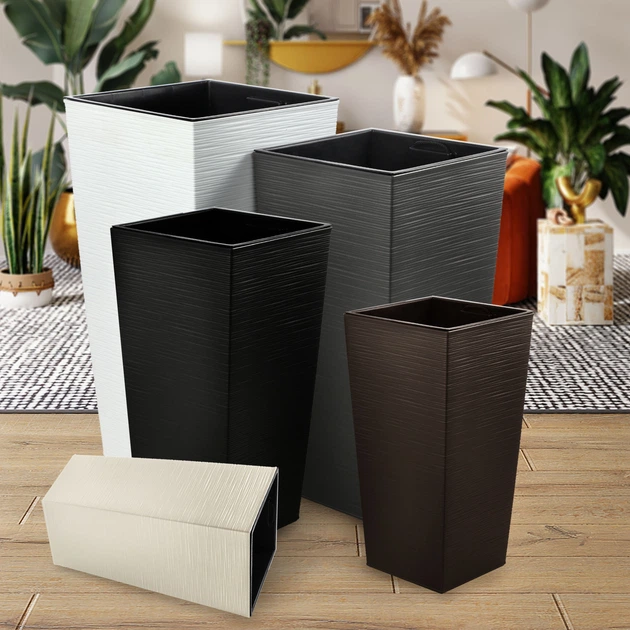 Donice na kwiaty z wkładem Kadax Tuluza K8061 25 cm + 30 cm + 35 cm Białe - obraz 6