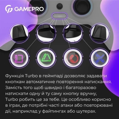 Геймпад GamePro GPS13W BT 5.3/USB/PC/iOS/Android/PS3/PS4 RGB White (GPS13W) - изображение 5