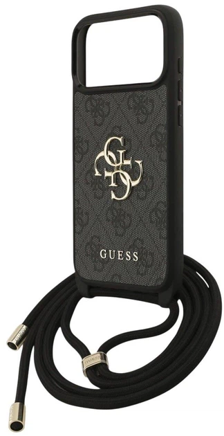 Etui Guess 4G Big Logo Cord Stap Crossbody do Apple iPhone 17 Pro Max Black (3666339526764) - obraz 4