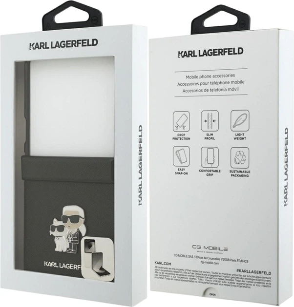 Панель Karl Lagerfeld Saffiano Karl&Choupette Pin для Samsung Galaxy Flip 7 Black (KLHCZF7SAPKCNPK) - зображення 8