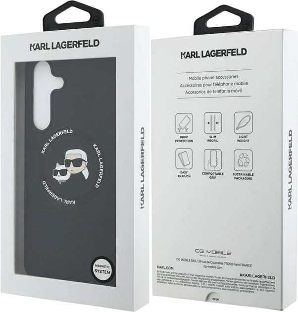 Панель Karl Lagerfeld Silicone Karl&Choupette Heads MagSafe для Samsung Galaxy S25 FE Black (KLHMS25FESKCHTCK) - зображення 8