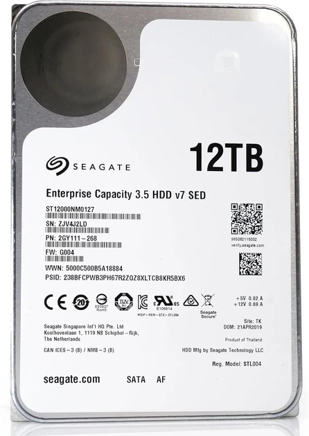Внутренний жесткий диск 3.5" Seagate Enterprise Capacity v7 12TB 7200 об/мин 200 Мб/с SATA III (ST12000NM0127) Б/В - изображение 3