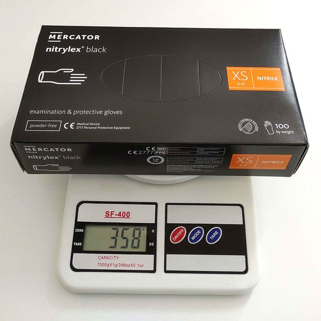 Нітрилові рукавички Nitrylex®, щільність 3.7 г. - PF Black - Чорні (100 шт) XS (5-6) - изображение 2