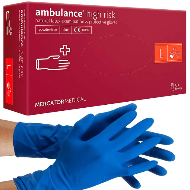 Рукавички AMBULANCE PF латексні підвищеної міцності (25 пар уп) L Рукавички AMBULANCE PF латексні підвищеної міцності (25 пар уп) L