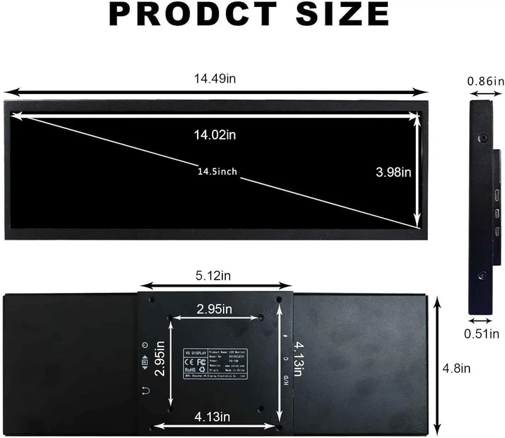 Монітор портативний 14.5" VSDISPLAY VS145ZJ01-T 2K IPS 60 Гц b1 - зображення 3