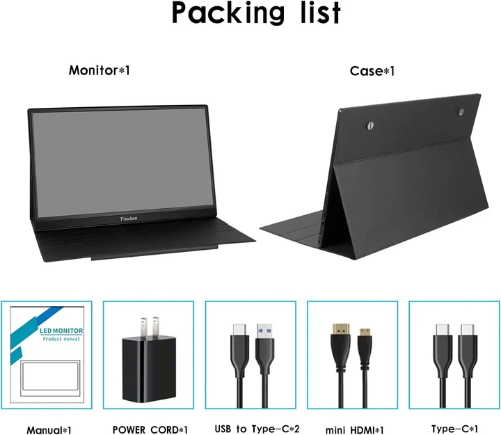 Монитор сенсорный портативный 15.6" Pisichen HD-156 Full HD IPS 60 Гц Б/В - изображение 7