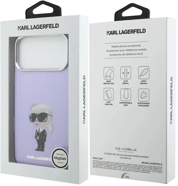 Etui Karl Lagerfeld IML Aquarelle Karl & Choupette & Logo MagSafe do Apple iPhone 17 Pro Max Purple (3666339531522) - obraz 8