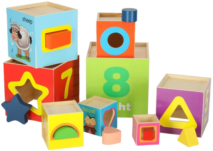 Piramidka–sorter KIK edukacyjna drewniana do nauki liczenia i kształtów 71 cm XXL (5903039765672) - obraz 5