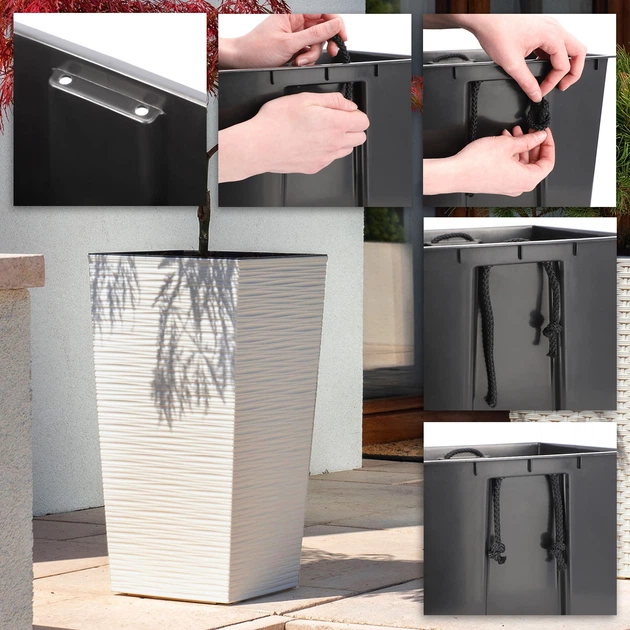 Donice na kwiaty z wkładem Kadax Tuluza K8064 25 cm + 30 cm + 35 cm Kremowe - obraz 5
