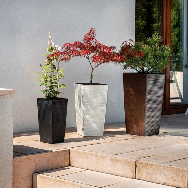 Donice na kwiaty z wkładem Kadax Tuluza K8065 25 cm + 30 cm + 35 cm Mokka - obraz 4