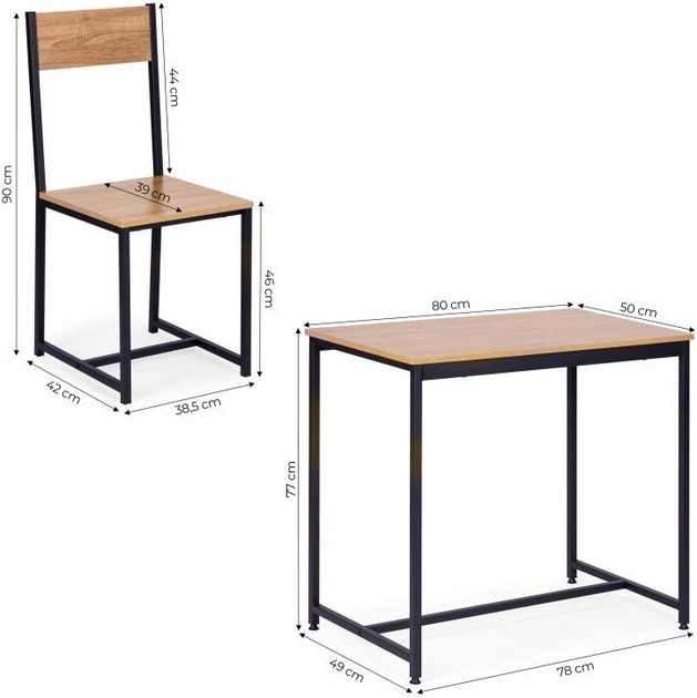 Zestaw mebli ModernHome by Multistore stół do jadalni 80 x 50 cm, 2 krzesła (CZCY805077T OAK) - obraz 10