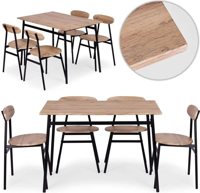 Zestaw mebli ModernHome by Multistore stół do jadalni 110 x 70 cm, 4 krzesła (OSLO-O) - obraz 5