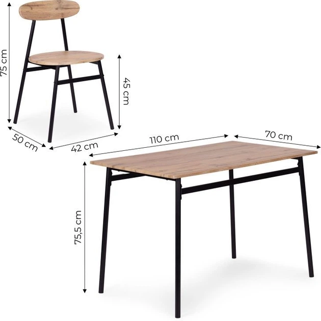 Zestaw mebli ModernHome by Multistore stół do jadalni 110 x 70 cm, 4 krzesła (OSLO-O) - obraz 10