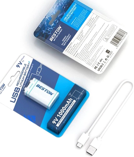 Akumulator Beston 9 V USB Type-C 1000 mAh Li-ion (AA620289) - obraz 3