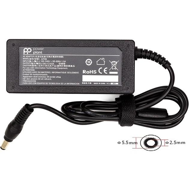 Zasilacz PowerPlant do laptopa ASUS 220 V / 19 V / 65 W / 3.42 A / 5.5x2.5 mm (AS65F5525) - obraz 3