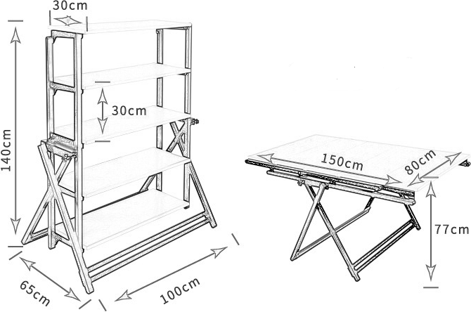 Стелаж Hedo 2 в 1 з розсувним столом Коричневий 98377 (5904041149269) - зображення 3