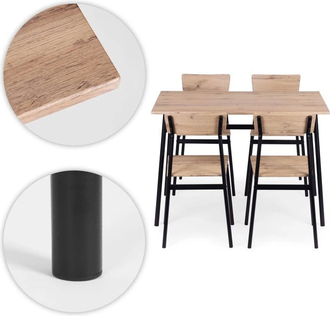 Zestaw mebli ModernHome by Multistore stół do jadalni 110 x 70 cm, 4 krzesła (MALMO-O) - obraz 6