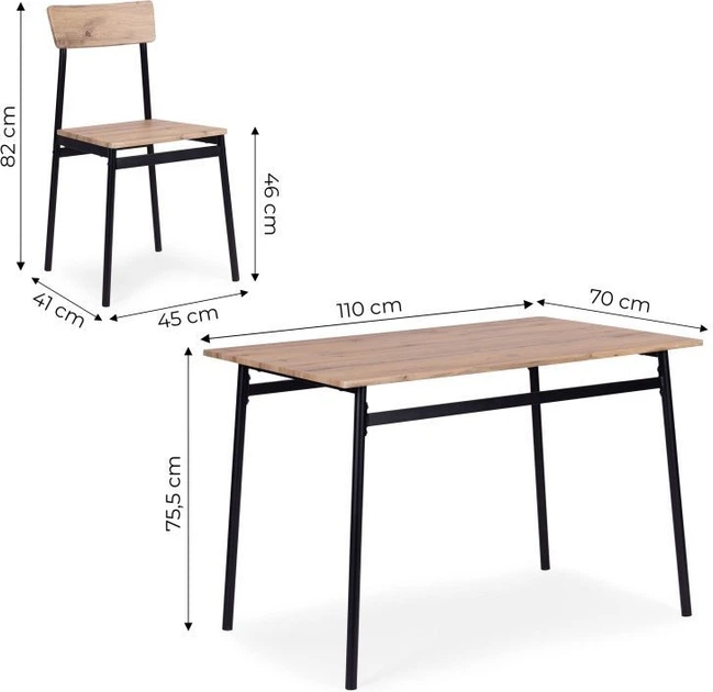 Zestaw mebli ModernHome by Multistore stół do jadalni 110 x 70 cm, 4 krzesła (MALMO-O) - obraz 10