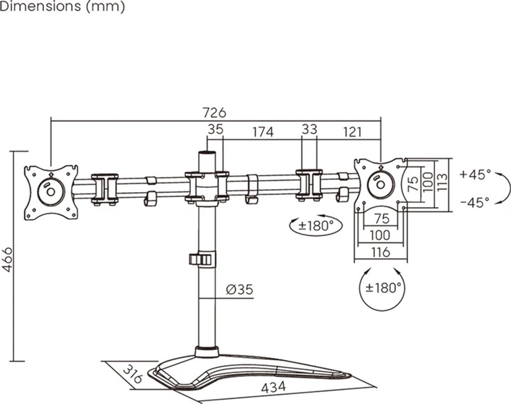 Настільне кріплення HiSmart для двох моніторів 13"-27" (HS083922) - зображення 2