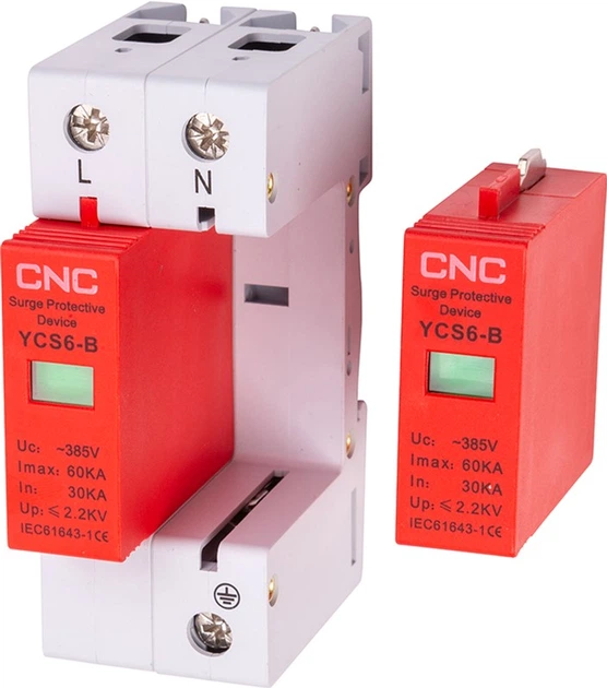 Ogranicznik przepięć impulsowych CNC YCS6-B 2P 30-60KA 385V (NV821693) - obraz 4