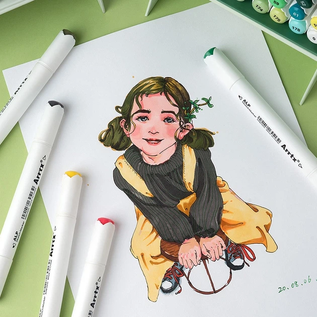 Markery alkoholowe Arrtx Alp ASM-02GN 24 kolory odcienie zieleni (LC302246) - obraz 7