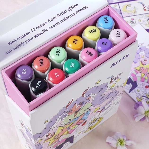 Markery alkoholowe Arrtx Oros ASM-03-ACS1-02 12 kolorów (LC302789) - obraz 8