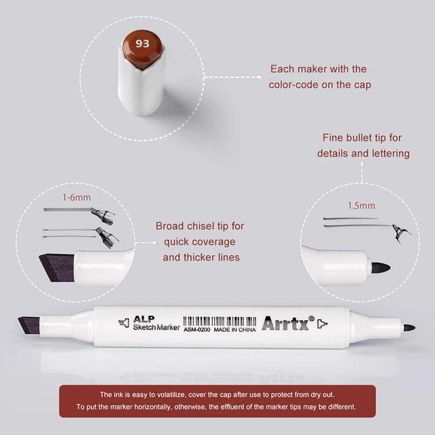 Markery alkoholowe Arrtx Alp ASM-0290B 90 kolorów (LC302475) - obraz 13