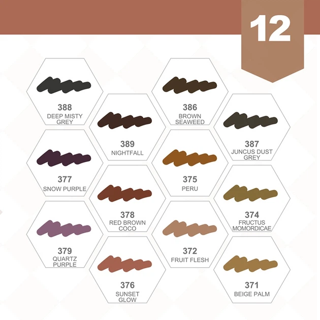 Markery alkoholowe Arrtx Oros ASM-03-SK02 12 kolorów odcienie skóry (LC302772) - obraz 2