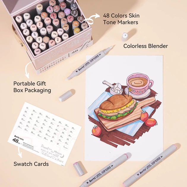Markery alkoholowe Arrtx Oros odcienie skóry 48 kolorów (LC303809) - obraz 3