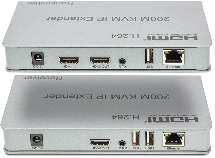 Przedłużacz sygnału HDMI PowerPlant HDMI 1080P/60Hz do 200 m przez CAT5E/6 (HDES200-KVM) (CA912940) - obraz 2