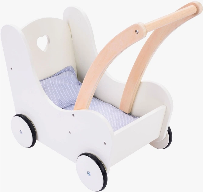 Візок для ляльок Engelhart дерев'яний сіро-білий 1750220 (8716096018738) - зображення 3