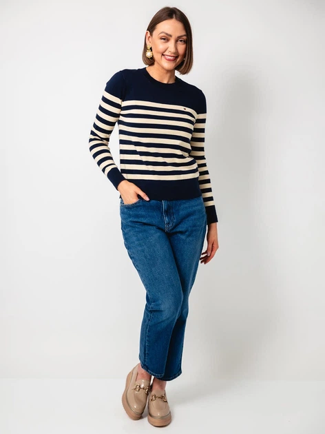 Джемпер жіночий Tommy Hilfiger WW0WW44984-0FA M Темно-синій/Бежевий (8720638711261) - зображення 3