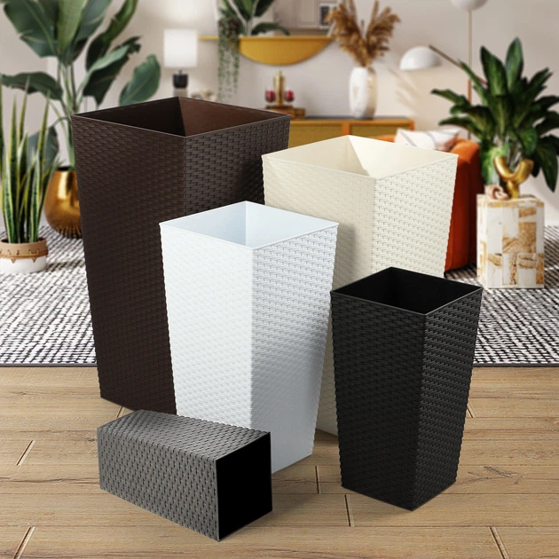 Donice na kwiaty z wkładem Kadax Pesaro K8066 30 cm + 35 cm + 40 cm Białe - obraz 6