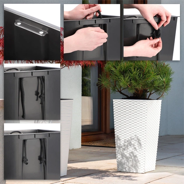 Donice na kwiaty z wkładem Kadax Pesaro K8066 30 cm + 35 cm + 40 cm Białe - obraz 7